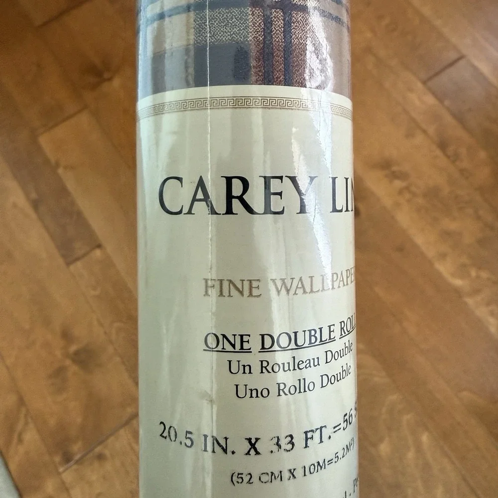 6 Rolls York Carey Lind Plaid Wallpaper KP7222 Blue Taupe Rust Vintage 1990s NOS
